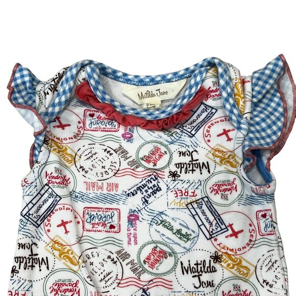 Matilda Jane No Baggage Travel Theme Print Bodysuit 0-3 Months - Picture 5 of 5